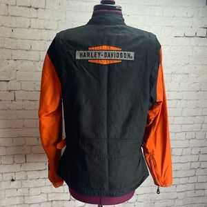 Harley Davidson Womens medium black and orange nylon jacket